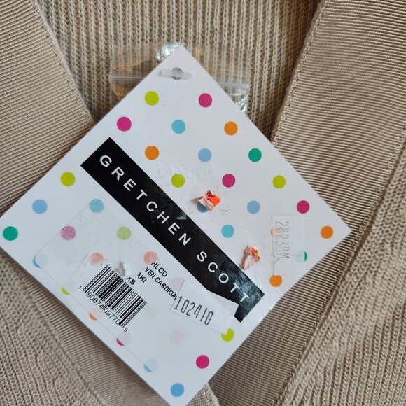 Gretchen Scott Sweater XS Beige Khaki Button Front Cardigan New - Picture 5 of 10